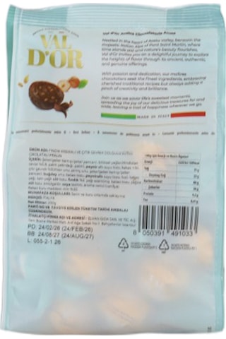 Val D Or Fındık Kremalı Ve Çıtır Gevrek Dolgulu Çikolata 250 Gr. 1 Yeşil Poşet