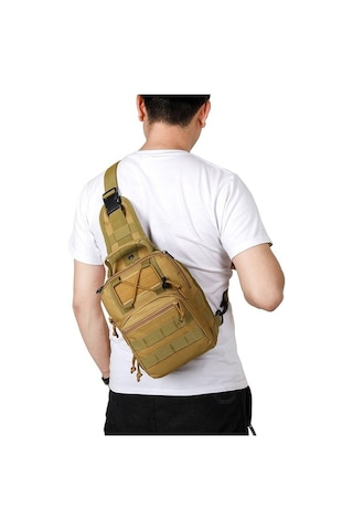 Maoyaya Taktik Göğüs Çantası Açık Kamuflaj Omuz Messenger Çanta Bel Çantası1 Siyah Siyah