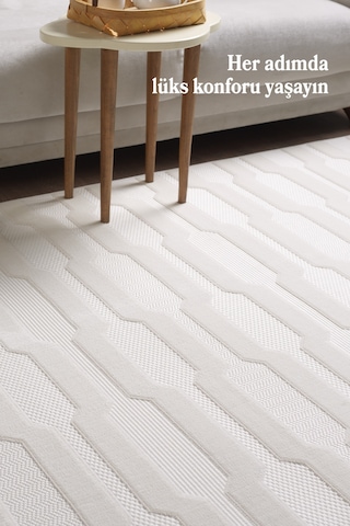 Modern Halı Yıkanabilir Halı Yolluk Kaymaz Tabanlı Halı Şık Halı Salon Halısı Mutfak Halısı Sisal Krem