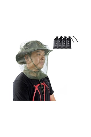 Besthome1 4 Adet Yeşil Nylon Mosquito Net - Outdoor Aktivite İçin Yüz&boyun Koruyucu, Doğa Sporları, Dağcılık, Kamp, Balıkçılık