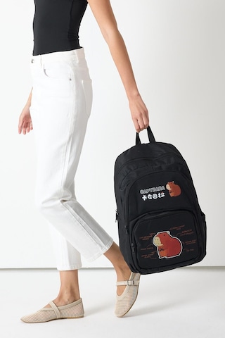 Sincap Baskılı Çocuk Unisex Siyah Sırt Çantası Pwcnt015 Siyah