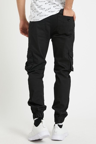 Cool Tarz Erkek Siyah Jogger Pantolon Körüklü Kargo Cepli Paçası Lastikli Siyah Siyah