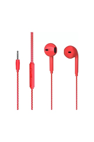 Lecoo Eh104r 3.5 Mm Jacklı Kablolu Kulak İçi Mikrofonlu Kulaklık Kırmızı