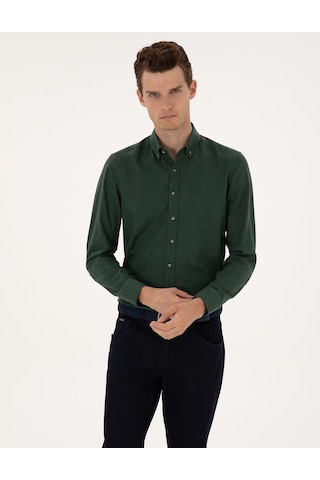 Pierre Cardin Erkek Yeşil Gömlek Desenli 50316751-vr054 Yeşil