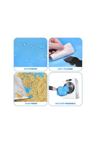 Kosona 2m X 1.4m Multifonksiyonel Çadır Yastığı - Su Geçirmez Plaj Battaniyesi, Piknik Matı, 4 Tırnaklı Taşınabilir Dış Mekan Altyapısı Turuncu-beyaz-mavi Turuncu - Mavi