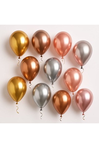 50 Adet Balon Doğum Günü Parti Süs Eğlence 11 İnç 28 Cm Metalik Karışık Renk Hediye Renkli