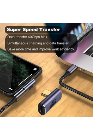 Genel L Type-c Çevirici Usb4 40 Gbps 90 Derece Dik Type-c Çevirici 1 Adet