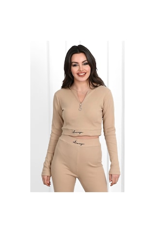 Koza Butik Kadın Yazı Baskılı Fermuar Detaylı Eşofman Takımı 3725-23 001