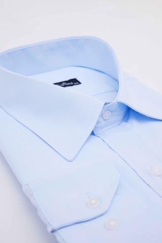 Tudors Büyük Beden Uzun Kollu Kolay Ütü Kravatlık Armürlü Pamuklu Mavi Erkek Gömlek-31283-mavi Mavi