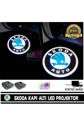 Skoda Araçlar İçin Pilli Yapıştırmalı Kapı Altı Led Logo N11.9216