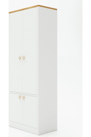 Floradesign Niva Çok Amaçlı Dolap / Kapaklı Ve 7 Raflı Dolap /meşe - Beyaz Meşe - Beyaz