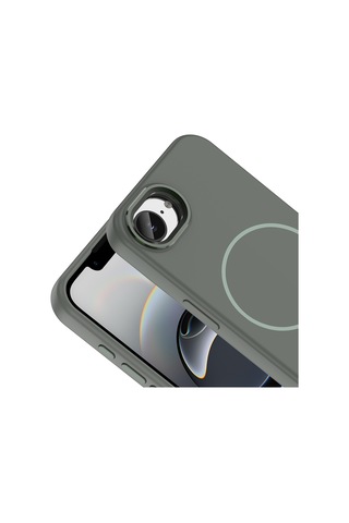 Apple iPhone Uyumlu 16e Kılıf M-safe Şarj Özellikli Metal Kamera Çerçeveli Zore Edi Silikon Kapak - Titanyum-gri