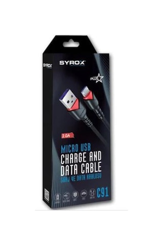 C91 Syrox 2 Amper Micro Usb Hızlı Şarj Cihaz Kablosu Data Kablo D