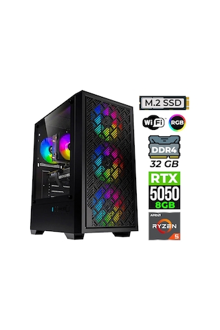 Xaser BLADEX40 R5-5600 32 GB 1 TB SSD 8 GB RTX5050 Dos Masaüstü Oyuncu Bilgisayarı