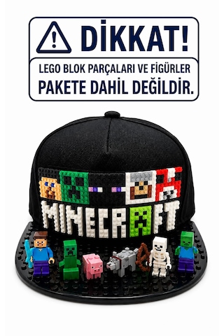Kutpia Pixel Blok Minecraft -örümcek Adam- Batman-prenses Çocuk Kep Şapka Lego Uyumlu Siperlikli 4 12 Yaş Siyah - Siyah