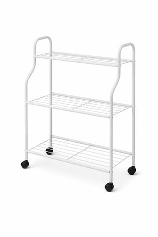 Modern Beyaz 3 Katlı Metal Tekerlekli Mutfak Ve Dekoratif Saksılık Çiçeklik Dayanıklı Raflı Stand-organizer Beyaz