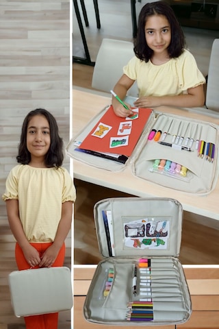 Next Craft Evrak Çantası Kalemlik Ve Defter Çocuklar İçin Etkinlik Ve Aktivite Çantası Bej