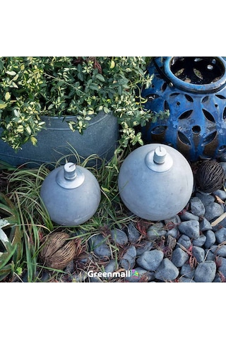 Küçük Beton Yuvarlak Mumluk Gri Çok Renkli