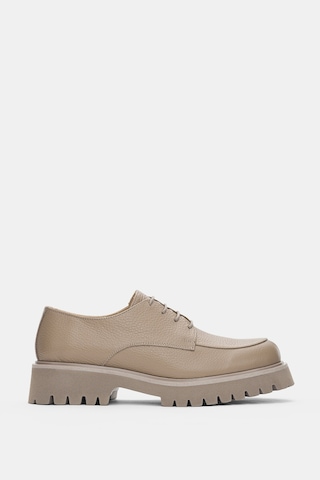 Calder Hakiki Deri Bağcıklı Kadın Loafer- Vizon