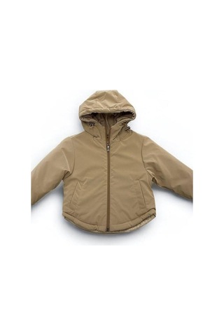 Kız Çocuk İçi Kadife Cepli Mont-15187 Bej