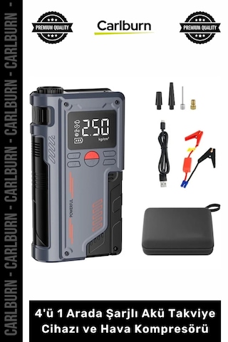 Özel Üretim 1000a Jump Starter Powerbank 4'ü 1 Arada Şarjlı Akü Takviye Cihazı Ve Hava Kompresörü
