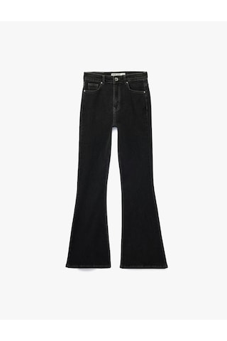 Koton Pamuklu İspanyol Paça Dar Kalıp Yüksek Bel Denim Pantolon - Flare Jeans Antrasit 6sal40187md Antrasit