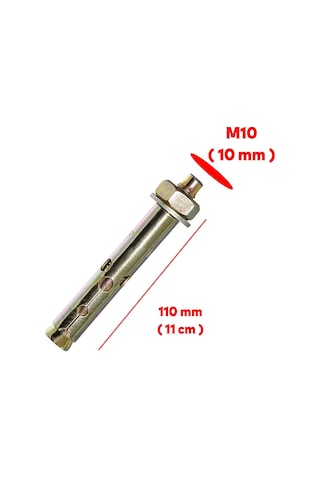 8 Adet Saplamalı Gömlek Çelik Dübel M10x110 Mm Raf Montaj Bağlantı Zemin Monte Tavan Asma Aparat