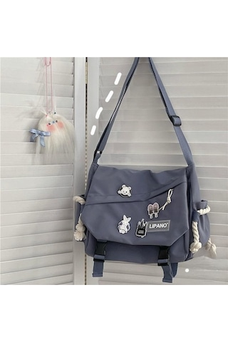 Novahub Mavi Naylon Çanta, Omuz Çantası, Büyük Kapasiteli Crossbody, Genç Messenger Çanta, Öğrenci Okul Çantaları İçin, Yeni Tasarım Mavi