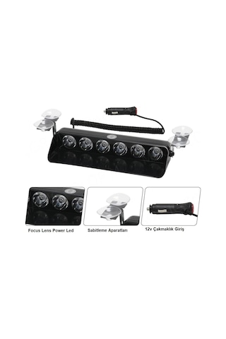 S6 Led Mavi - Kırmızı Çakar Modül Mercekli Çakmaklık Girişli