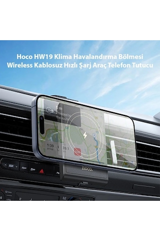 Hoco Hw19 Klima Havalandırma Bölmesi Wireless Kablosuz Hızlı Şarj Araç Telefon Tutucu- 5775 Siyah