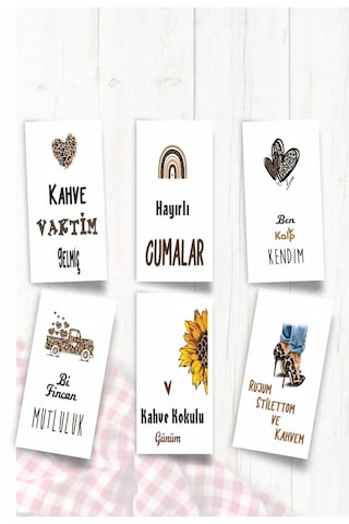 Leopar Temalı Kahve Sunum Kartları 12li Motto Kart 7x14 Cm