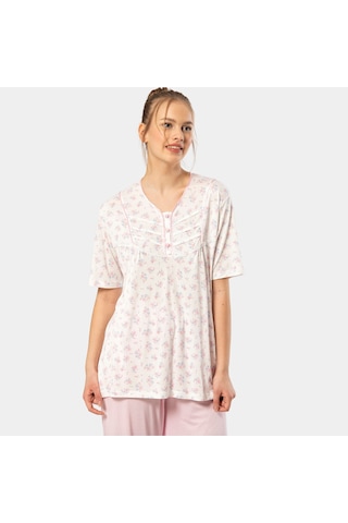 Türen Empirme Patlı Battal Kısa Kollu Pijama Takım 3369/pembe 001