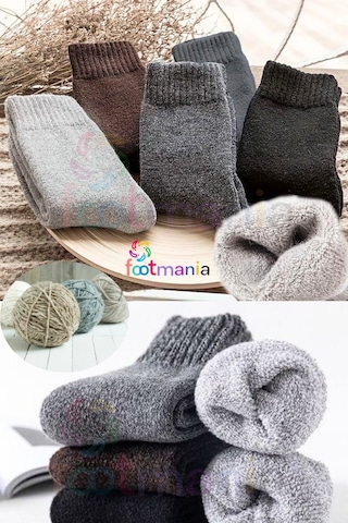 Footmania 5'li Erkek-kadın Havlu Kışlık Çorap Seti Isı Emici Çok Renkli