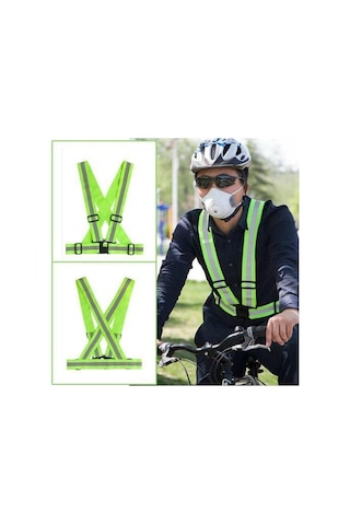 Xmlbayiciniz Reflektörlü Yelek, Motosiklet Bisiklet Scooter Uyumlu, Ayarlanabilir, Unisex, Yeşil, L Beden Genel