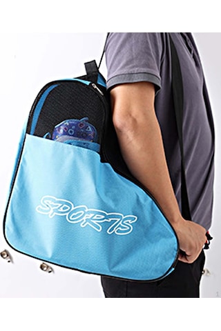 Mavi Tekerlekli Paten Çantası, Buz Pateni Çantaları Nefes Alabilir Paten Büyük Kapasiteli Dörtlüye Uygun Mavi