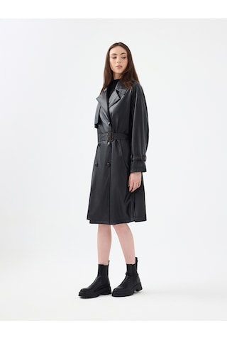 Loose Fit Kadın Trenchcoat Siyah