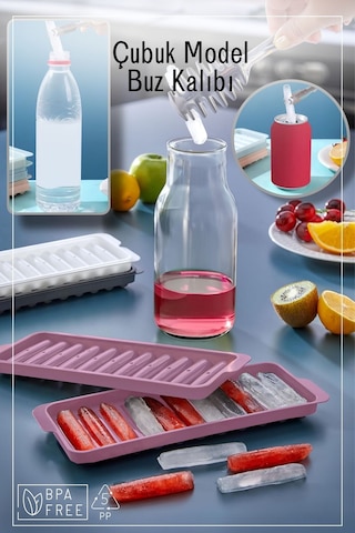 11 Bölmeli Çubuk Model Buz Kalıbı - Pembe Pembe