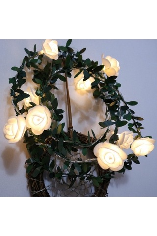 Tongxida 3m 20 Led Güneş Simülasyonu Yeşil Rattan Gül Çiçek Asması Led Çelenk Dekorasyonu Diğer