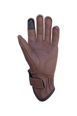 The Biker Jeans Livia Brown Korumalı Motosiklet Deri Eldiveni Kadın