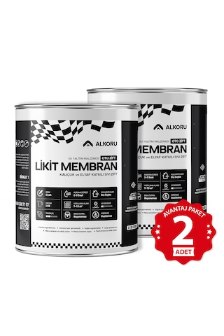 Alkoru 2 Adet 5 Kg Oto Zift Likit Membran Kauçuk Ve Elyaf Katkılı Sıvı Su Yalıtım Malzemesi Avantaj Paket