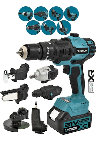 Assur ASR1076 21V Çift Akü 7 Başlıklı Set Mavi Assur ASR1076 21V Çift Akü 7 Başlıklı Set Mavi