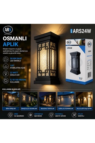 Ip66 50.000 Saat Led Ömrü 22w Osmanlı Led Aplik Duvar Lambası Ars-348952 Bx40 Diğer