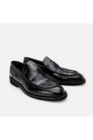 Hotiç Hakiki Deri Siyah Erkek Kroko Desenli Loafer 02ayh305260a100 Siyah-black Siyah