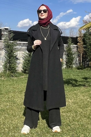 Rabia Şamlı Apoletli Antrasit Yelek Normal