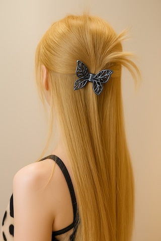 Kelebek Model Siyah Antrasit Renk 7 Cm Orta Boy Metal Saç Tokası Siyah