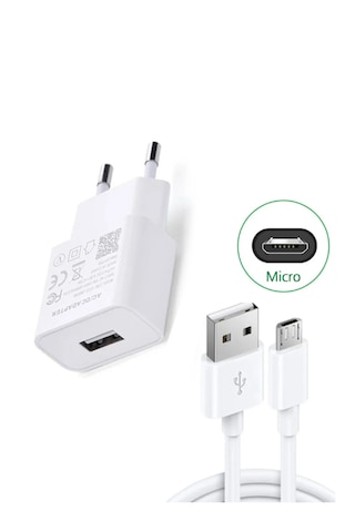Abatech Hızlı Şarj Destekli Usb Micro Girişli Adaptör Ve Kablo Şarj Aleti 18w 3.4a Beyaz