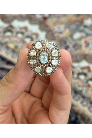 Mavi Topaz Elmas Yüzük 066