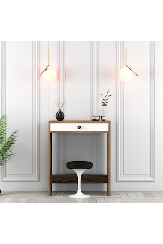 Lizbon Mini Makyaj Masası - Ceviz / Beyaz