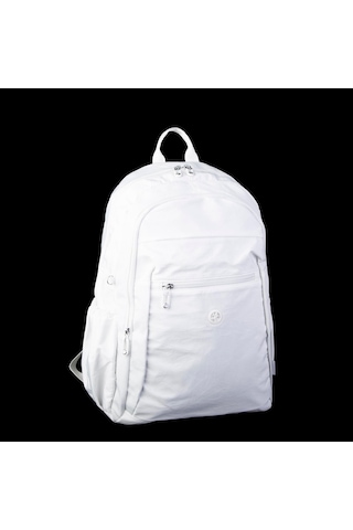 Nas Bag Unisex Büyük Boy Su Geçirmez Waterproof Hafif Sırt Çantası Çok Gözlü Beyaz