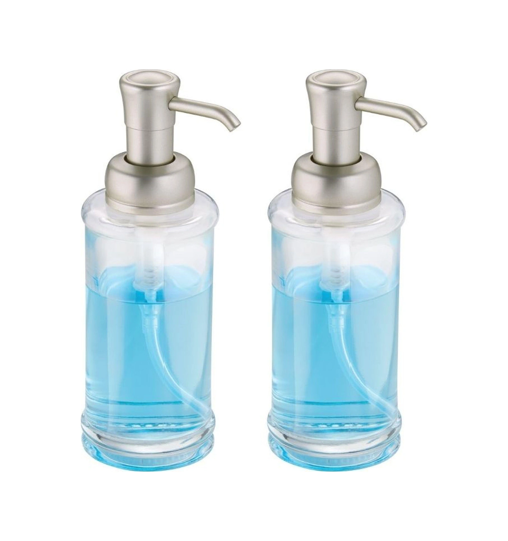 2 Adet Cam Sıvı Sabunluk Şeffaf 7x7x20cm 325ml Çok Renkli